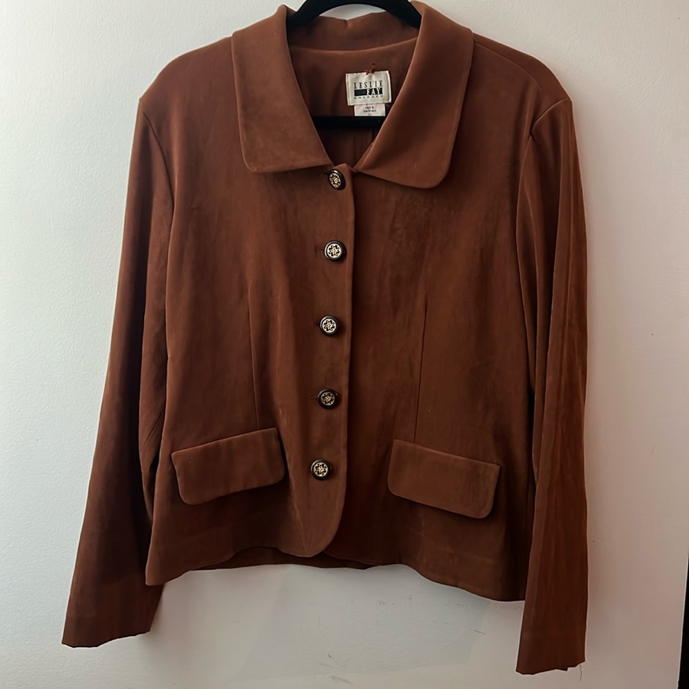 Brown Suede- Like Jacket/Blouse